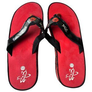 Bad Girls Theme Red & Black Mid Heel Sandals Flip Flops Women's Size Large